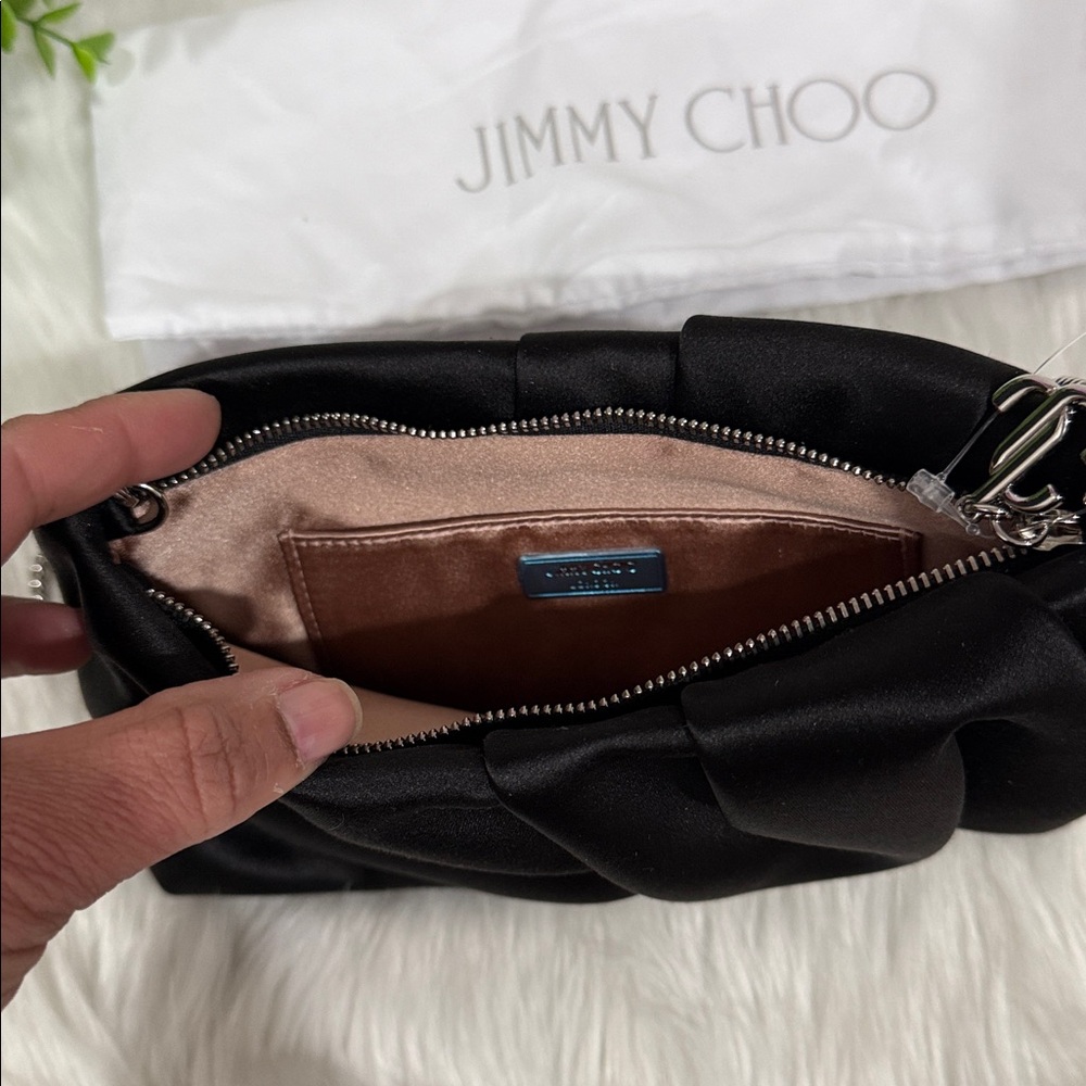 Jimmy Choo Black Clutch with Silver Chain - Picture 4 of 7